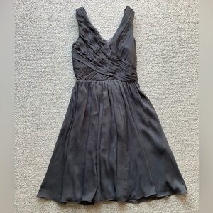 Dark grey elegant lined flowy dress.
